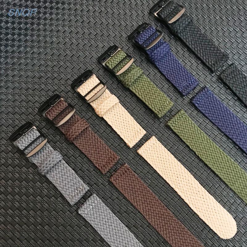 Perlon Strap Woven - 20mm 22mm Czarny granatowy jednolity kolor