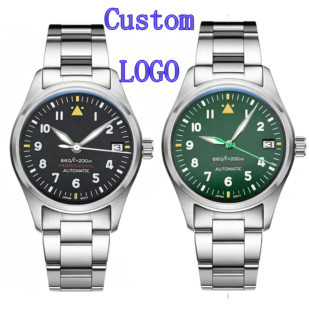 Stainless Bracelet Diver - Zegarek Pilot Męski z Własnym LOGO