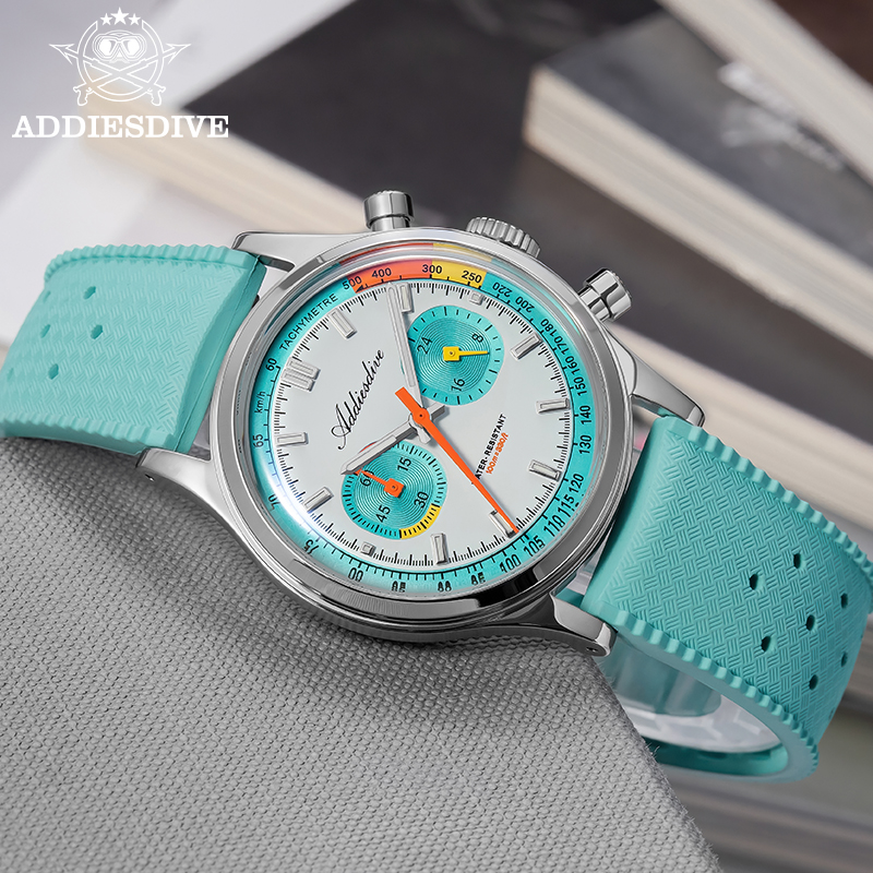 Rubber Strap Diver - ADDIESDIVE NOWY Wielofunkcyjny Zegarek Chronograf z