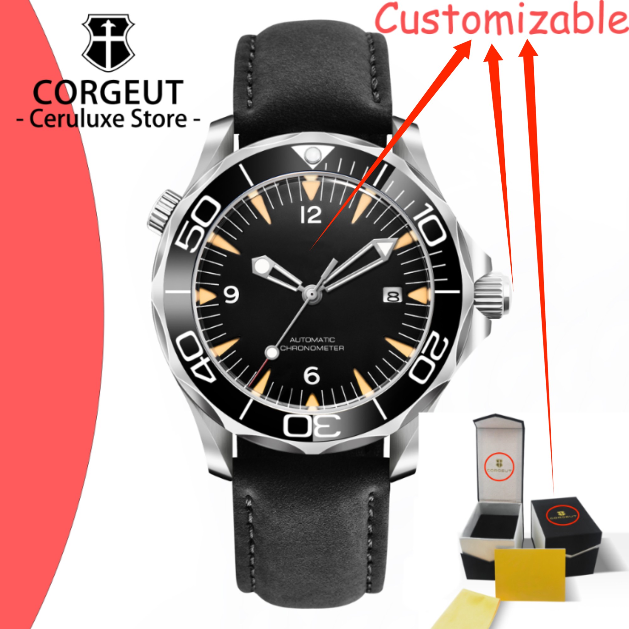 Stainless Bracelet Diver - Zegarki męskie z własnym logo, szafirowym