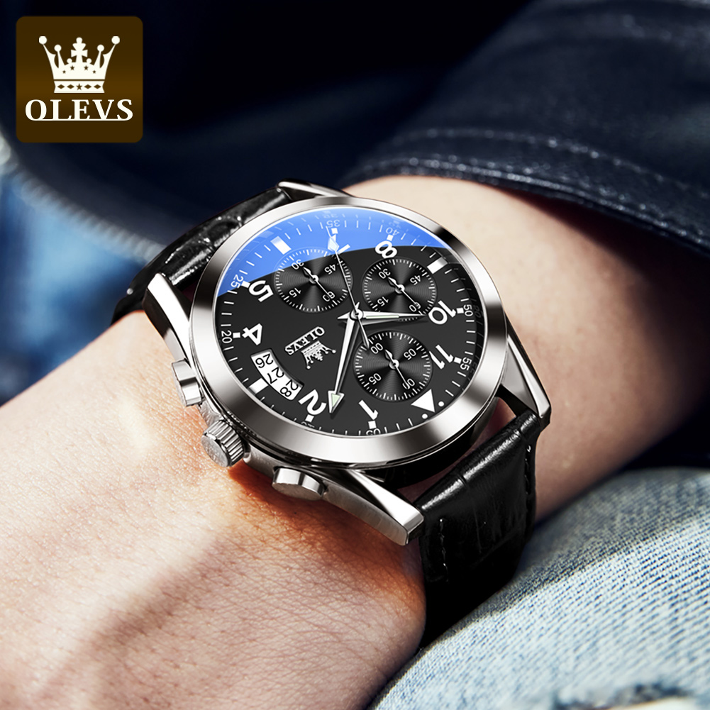 OLEVS Zegarek kwarcowy dla męż – Leather Watch Band Men recenzja i cena