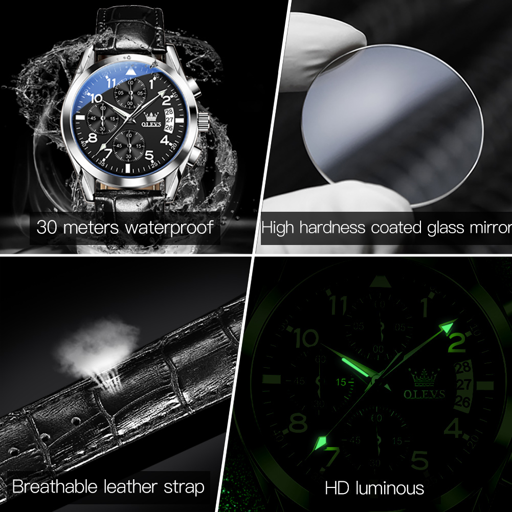 OLEVS Zegarek kwarcowy dla męż – Leather Watch Band Men recenzja i cena
