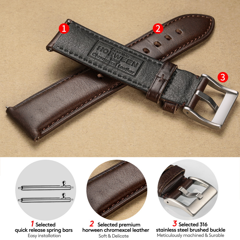 Paski do zegarków Hemsut, skór – Leather Strap Quick Release recenzja i cena
