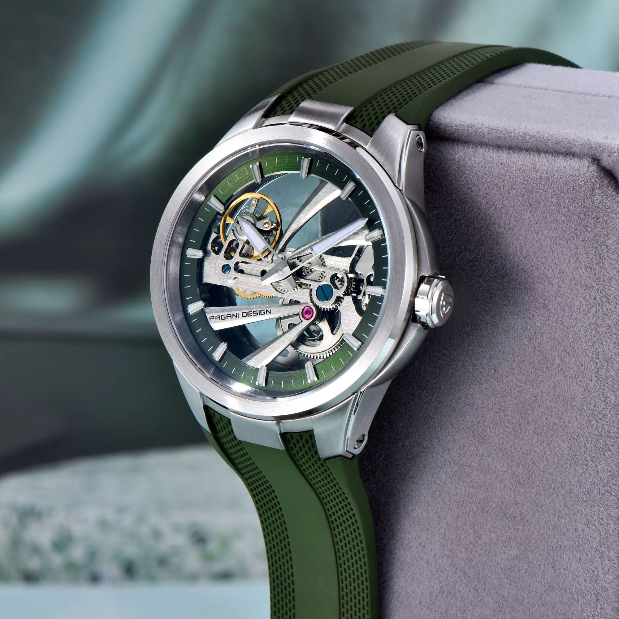 Zielony Szkielet PAGANI DESIGN – Rubber Strap Diver recenzja i cena