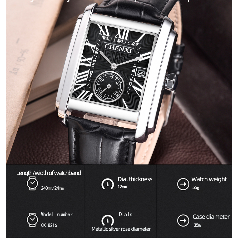 CHENXI 8216 moda klasyczne kwa – Leather Watch Band Men recenzja i cena